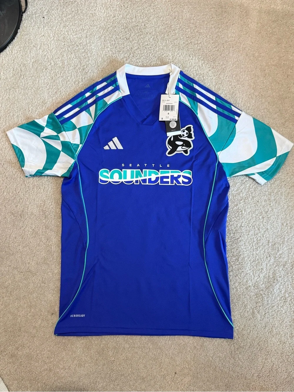 Authentic Adidas Retro MLS Seattle Sounders Orca Soccer Jersey
